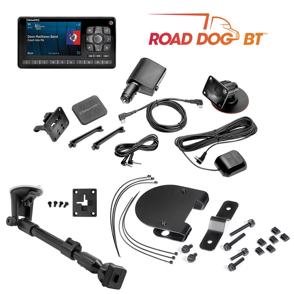 SiriusXM ROAD DOG BT Truck Bundle with Universal Antenna Mounting Bracket